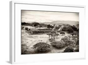 ¡Viva Mexico! B&W Collection - Monte Alban Pyramids VII-Philippe Hugonnard-Framed Photographic Print