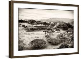 ¡Viva Mexico! B&W Collection - Monte Alban Pyramids VII-Philippe Hugonnard-Framed Photographic Print