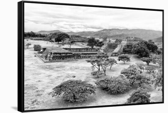 ¡Viva Mexico! B&W Collection - Monte Alban Pyramids VIII-Philippe Hugonnard-Framed Stretched Canvas