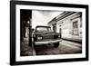 ¡Viva Mexico! B&W Collection - Old Black Jeep in San Cristobal de Las Casas II-Philippe Hugonnard-Framed Photographic Print