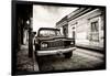 ¡Viva Mexico! B&W Collection - Old Black Jeep in San Cristobal de Las Casas II-Philippe Hugonnard-Framed Photographic Print