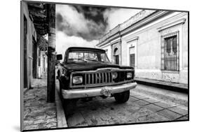 ¡Viva Mexico! B&W Collection - Old Black Jeep in San Cristobal de Las Casas-Philippe Hugonnard-Mounted Photographic Print