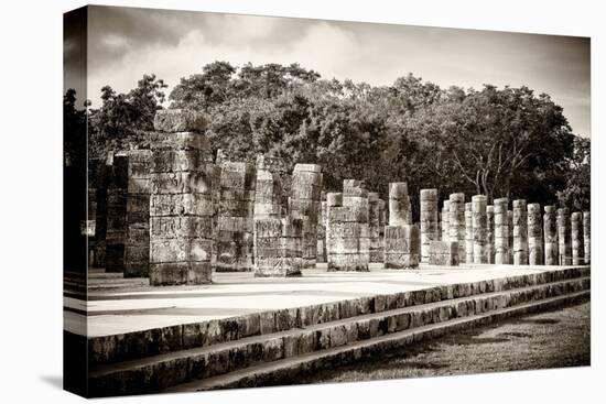 ¡Viva Mexico! B&W Collection - One Thousand Mayan Columns - Chichen Itza-Philippe Hugonnard-Stretched Canvas