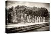 ¡Viva Mexico! B&W Collection - One Thousand Mayan Columns - Chichen Itza-Philippe Hugonnard-Stretched Canvas