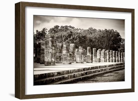 ¡Viva Mexico! B&W Collection - One Thousand Mayan Columns - Chichen Itza-Philippe Hugonnard-Framed Photographic Print