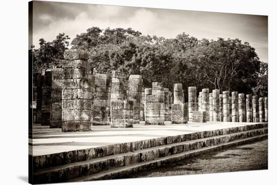 ¡Viva Mexico! B&W Collection - One Thousand Mayan Columns - Chichen Itza-Philippe Hugonnard-Stretched Canvas