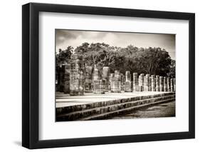 ¡Viva Mexico! B&W Collection - One Thousand Mayan Columns - Chichen Itza-Philippe Hugonnard-Framed Photographic Print