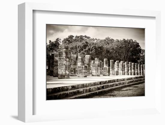 ¡Viva Mexico! B&W Collection - One Thousand Mayan Columns - Chichen Itza-Philippe Hugonnard-Framed Photographic Print