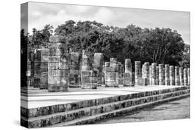 ¡Viva Mexico! B&W Collection - One Thousand Mayan Columns II - Chichen Itza-Philippe Hugonnard-Stretched Canvas