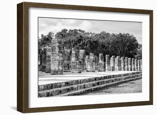 ¡Viva Mexico! B&W Collection - One Thousand Mayan Columns II - Chichen Itza-Philippe Hugonnard-Framed Photographic Print