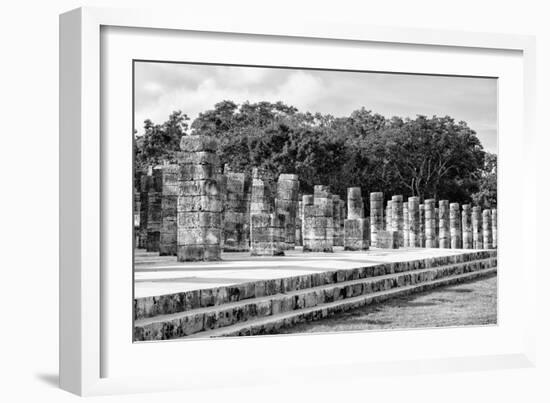 ¡Viva Mexico! B&W Collection - One Thousand Mayan Columns II - Chichen Itza-Philippe Hugonnard-Framed Photographic Print