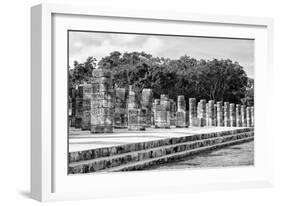 ¡Viva Mexico! B&W Collection - One Thousand Mayan Columns II - Chichen Itza-Philippe Hugonnard-Framed Photographic Print