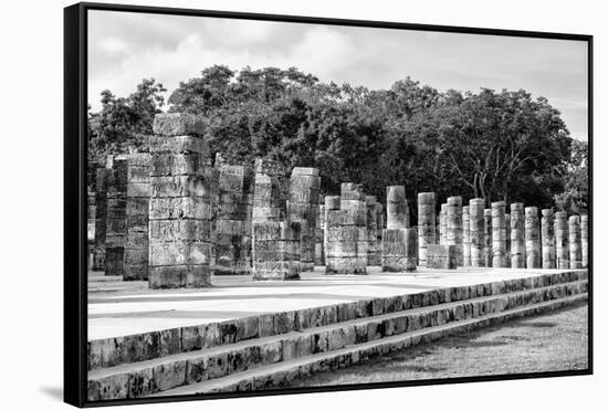 ¡Viva Mexico! B&W Collection - One Thousand Mayan Columns II - Chichen Itza-Philippe Hugonnard-Framed Stretched Canvas