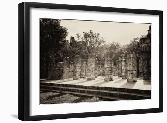 ¡Viva Mexico! B&W Collection - One Thousand Mayan Columns IV - Chichen Itza-Philippe Hugonnard-Framed Photographic Print