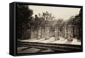 ¡Viva Mexico! B&W Collection - One Thousand Mayan Columns IV - Chichen Itza-Philippe Hugonnard-Framed Stretched Canvas