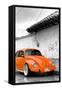 ¡Viva Mexico! B&W Collection - Orange VW Beetle in San Cristobal de Las Casas-Philippe Hugonnard-Framed Stretched Canvas