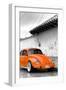 ¡Viva Mexico! B&W Collection - Orange VW Beetle in San Cristobal de Las Casas-Philippe Hugonnard-Framed Photographic Print