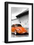 ¡Viva Mexico! B&W Collection - Orange VW Beetle in San Cristobal de Las Casas-Philippe Hugonnard-Framed Photographic Print