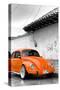 ¡Viva Mexico! B&W Collection - Orange VW Beetle in San Cristobal de Las Casas-Philippe Hugonnard-Stretched Canvas