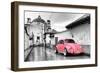 ?Viva Mexico! B&W Collection - Pink VW Beetle Car in San Cristobal de Las Casas-Philippe Hugonnard-Framed Photographic Print