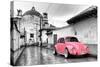 ?Viva Mexico! B&W Collection - Pink VW Beetle Car in San Cristobal de Las Casas-Philippe Hugonnard-Stretched Canvas