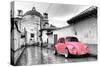 ?Viva Mexico! B&W Collection - Pink VW Beetle Car in San Cristobal de Las Casas-Philippe Hugonnard-Stretched Canvas