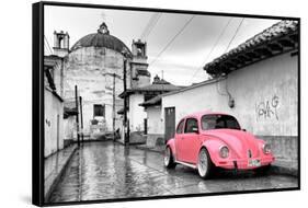 ?Viva Mexico! B&W Collection - Pink VW Beetle Car in San Cristobal de Las Casas-Philippe Hugonnard-Framed Stretched Canvas