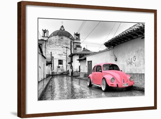 ?Viva Mexico! B&W Collection - Pink VW Beetle Car in San Cristobal de Las Casas-Philippe Hugonnard-Framed Photographic Print