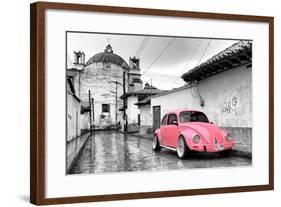 ?Viva Mexico! B&W Collection - Pink VW Beetle Car in San Cristobal de Las Casas-Philippe Hugonnard-Framed Photographic Print