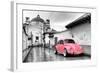 ?Viva Mexico! B&W Collection - Pink VW Beetle Car in San Cristobal de Las Casas-Philippe Hugonnard-Framed Photographic Print