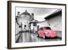 ?Viva Mexico! B&W Collection - Pink VW Beetle Car in San Cristobal de Las Casas-Philippe Hugonnard-Framed Photographic Print