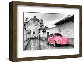 ?Viva Mexico! B&W Collection - Pink VW Beetle Car in San Cristobal de Las Casas-Philippe Hugonnard-Framed Photographic Print