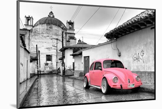 ?Viva Mexico! B&W Collection - Pink VW Beetle Car in San Cristobal de Las Casas-Philippe Hugonnard-Mounted Photographic Print