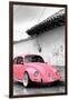 ¡Viva Mexico! B&W Collection - Pink VW Beetle in San Cristobal de Las Casas-Philippe Hugonnard-Framed Photographic Print