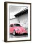 ¡Viva Mexico! B&W Collection - Pink VW Beetle in San Cristobal de Las Casas-Philippe Hugonnard-Framed Premium Photographic Print