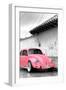 ¡Viva Mexico! B&W Collection - Pink VW Beetle in San Cristobal de Las Casas-Philippe Hugonnard-Framed Premium Photographic Print