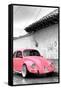 ¡Viva Mexico! B&W Collection - Pink VW Beetle in San Cristobal de Las Casas-Philippe Hugonnard-Framed Stretched Canvas