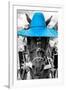 ¡Viva Mexico! B&W Collection - Portrait of Horse with Blue Hat-Philippe Hugonnard-Framed Photographic Print