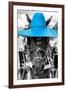 ¡Viva Mexico! B&W Collection - Portrait of Horse with Blue Hat-Philippe Hugonnard-Framed Photographic Print