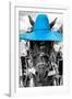 ¡Viva Mexico! B&W Collection - Portrait of Horse with Blue Hat-Philippe Hugonnard-Framed Photographic Print