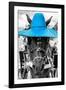 ¡Viva Mexico! B&W Collection - Portrait of Horse with Blue Hat-Philippe Hugonnard-Framed Photographic Print