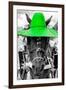 ¡Viva Mexico! B&W Collection - Portrait of Horse with Green Hat-Philippe Hugonnard-Framed Photographic Print