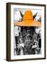 ¡Viva Mexico! B&W Collection - Portrait of Horse with Light Orange Hat-Philippe Hugonnard-Framed Photographic Print