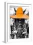 ¡Viva Mexico! B&W Collection - Portrait of Horse with Light Orange Hat-Philippe Hugonnard-Framed Photographic Print