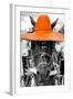 ¡Viva Mexico! B&W Collection - Portrait of Horse with Orange Hat-Philippe Hugonnard-Framed Photographic Print