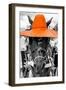 ¡Viva Mexico! B&W Collection - Portrait of Horse with Orange Hat-Philippe Hugonnard-Framed Photographic Print