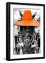 ¡Viva Mexico! B&W Collection - Portrait of Horse with Orange Hat-Philippe Hugonnard-Framed Photographic Print