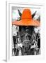 ¡Viva Mexico! B&W Collection - Portrait of Horse with Orange Hat-Philippe Hugonnard-Framed Photographic Print