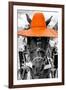 ¡Viva Mexico! B&W Collection - Portrait of Horse with Orange Hat-Philippe Hugonnard-Framed Photographic Print