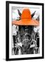 ¡Viva Mexico! B&W Collection - Portrait of Horse with Orange Hat-Philippe Hugonnard-Framed Photographic Print